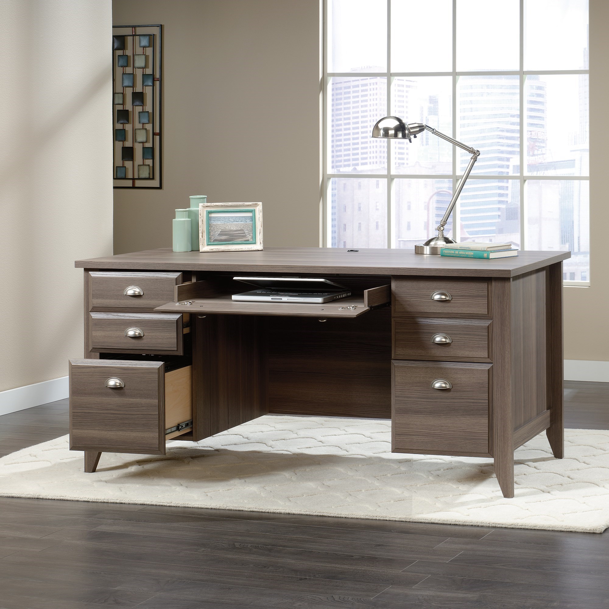 Sauder Shoal Creek Executive Office Desk Darvin Furniture Double